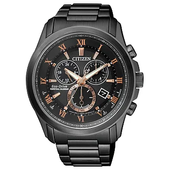 CITIZEN Eco-Drive 航道環行三眼計時錶-黑