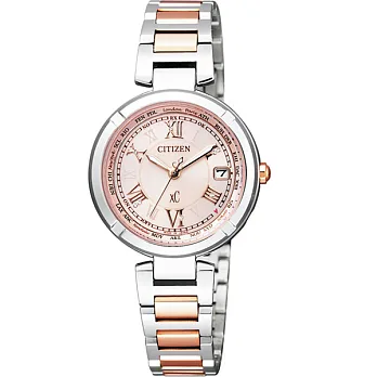 CITIZEN XC 女人相思話鈦金屬光動能時尚電波腕錶-半金-EC1114-51W
