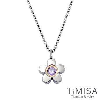 TiMISA《小櫻花 (3色)》(極細鎖骨)純鈦項鍊(B)神秘紫