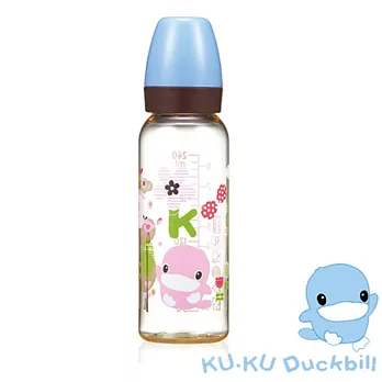 【KU.KU酷咕鴨】歐風經典PES標準奶瓶240ml-藍