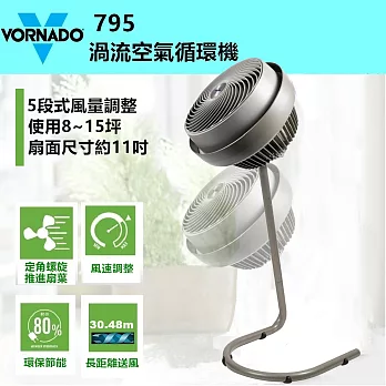 美國 VORNADO沃拿多 渦流空氣循環扇 795C ﹝全新5段式進化 品味不凡﹞香檳灰