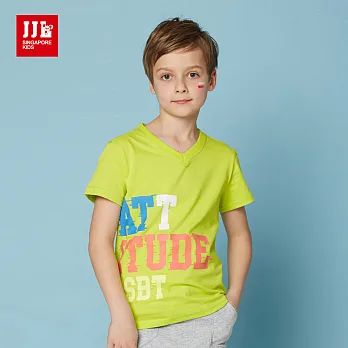 JJLKIDS百搭美式字母V領T恤(草芯綠)130草芯綠