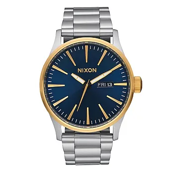 【NIXON】極簡復刻化時尚腕錶 Sentry SS_A356-1922金/銀/深藍