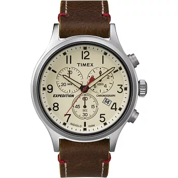 【TIMEX】天美時 Scout Chrono系列三眼計時手錶 (米色 TXT4B04300)