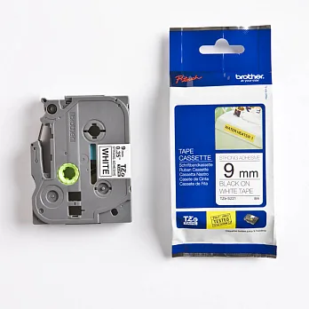brother 原廠 TZ TZe-S221 護貝標籤帶超黏性 (9mm 白底黑字)