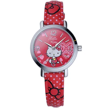 【HELLO KITTY】凱蒂貓甜心蝴蝶結造型手錶 (紅 KT002LWRR)