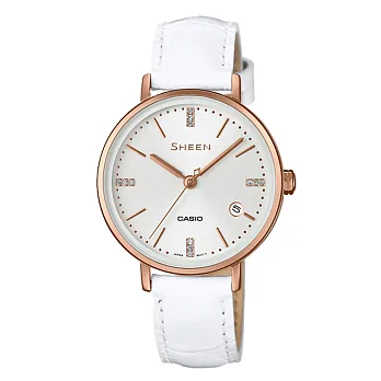 CASIO SHEEN優雅耀眼晶鑽腕錶-SHE-4048PGL-7AUDR
