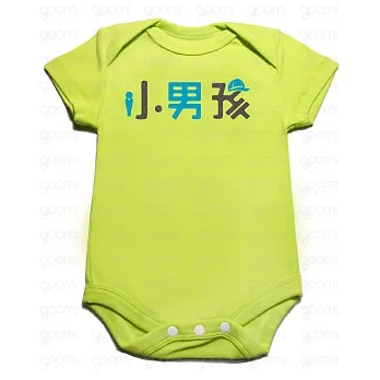 GOOMI台灣第一文創童裝【小男孩】藍灰植絨 短袖檸檬黃包屁衣0-6M檸檬黃