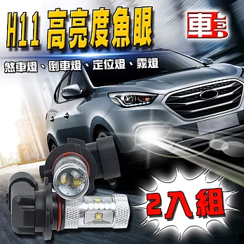 【車的LED】H11 魚眼 6LED 白光 30W (雙入組)