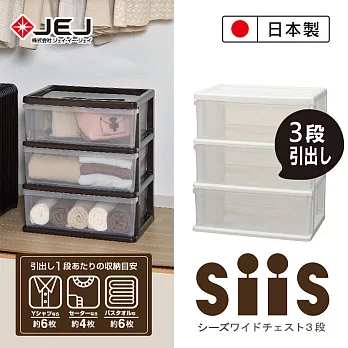 日本 JEJ SiiS系列 3層寬版抽屜櫃米白色