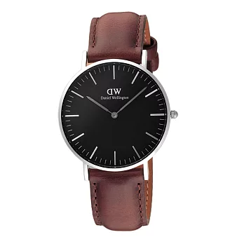 DW Daniel Wellington Classic Black 經典皮帶錶-DW00100142/36mm