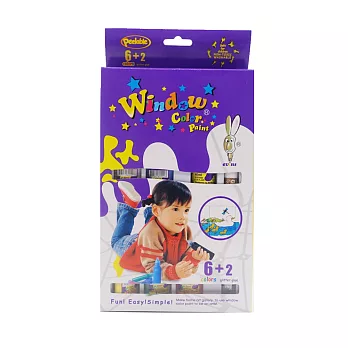愛玩色 兒童無毒彩繪玻璃貼-盒裝組 6+2 色-台灣製