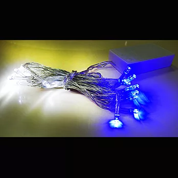 聖誕燈 LED燈串20燈電池燈 (藍白光)(透明線) (高亮度又環保)YS-XLB050003