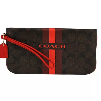 預購【COACH】LOGO皮革拉鍊手拿長夾(卡其橘F66463)