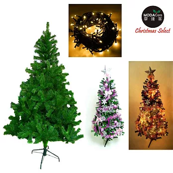 台灣製造 6呎 / 6尺(180cm)豪華版綠聖誕樹 (+飾品組)+100燈LED燈2串(附控制器跳機)-飾品銀紫色系+暖白光YS-GT06301