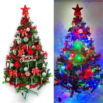 台灣製造6呎/6尺(180cm)豪華版綠聖誕樹 (+白五彩紅系飾品組+100燈LED燈2串)(附控制器跳機)YS-GT06302