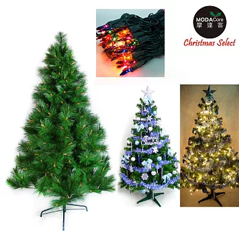 台灣製 6呎 / 6尺(180cm)特級綠松針葉聖誕樹 (+飾品組)(+100燈鎢絲樹燈2串)-飾品藍銀色系+四彩光YS-GPT06103
