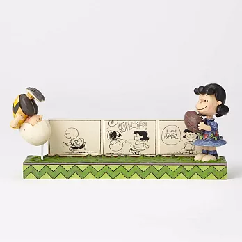 《Enesco精品雕塑》SNOOPY經典漫畫系列查理布朗與露西瘋狂橄欖球塑像-I Love Touch Football