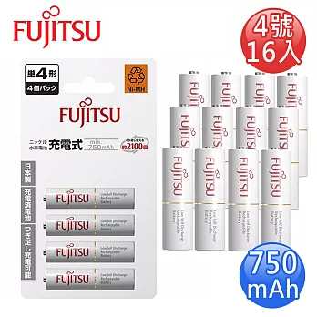 FUJITSU富士通 低自放750mAh充電電池組(4號16入)