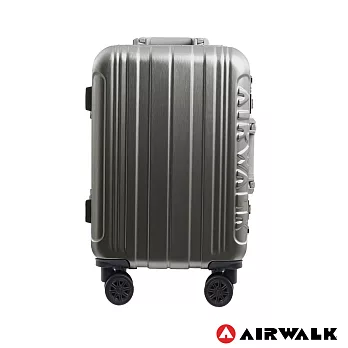 AIRWALK LUGGAGE - 金屬森林 木絲鋁框復古壓扣行李箱 20吋ABS+PC鋁框箱 - 碳鑽灰