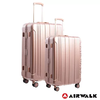 AIRWALK LUGGAGE - 金屬森林 木絲鋁框復古壓扣行李箱 20+24吋ABS+PC拉鍊行李箱兩件組 -玫銅金