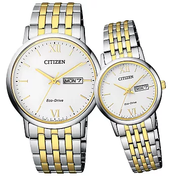 CITIZEN Eco-Drive 沉穩簡約星日期對錶