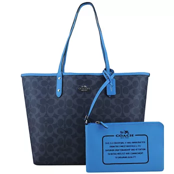 預購【COACH】IMLOY系列面托特子母包F36658(藍邊)