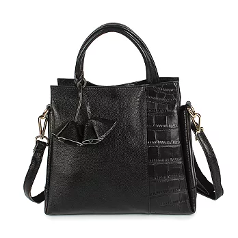 預購【O-ni O-ni】真皮設計師新款手提包女士托特側肩包HWBH-P215(5色可選)黑色