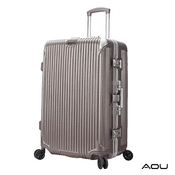 AOU 極速致美運動版 27吋獨創PC防刮專利高端鋁框箱飛機輪旅行箱 (香檳金) 90-020F