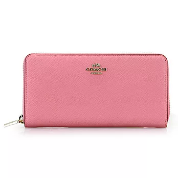 預購【COACH】真皮長夾錢包  F52372桃粉色