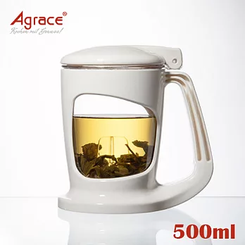 【Agrace】台灣製免倒沖泡神轉杯/壺 500ml (AG-0831)白色