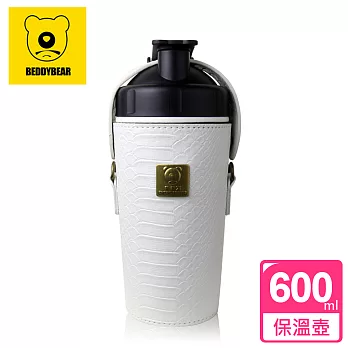 【韓國 BEDDY BEAR】開芯能量可背式手提保溫保冷水壺600ML(白色)