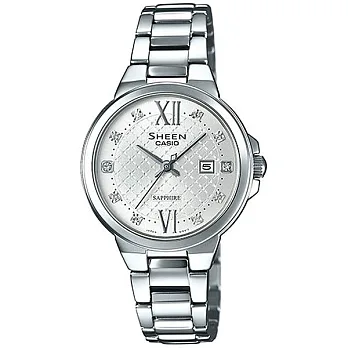 CASIO SHEEN 溫柔氛圍展現時尚女性錶款-銀-SHE-4524D-7A