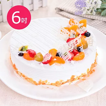 【樂活e棧】生日快樂造型蛋糕-典藏白之翼(6吋/顆,共1顆)水果x布丁