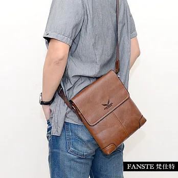 Fanste_梵仕特 休閒包 美式雅痞類牛皮紋-8001咖啡