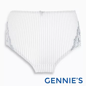 【Gennies專櫃】Gennies系列-緹花條紋蕾絲中腰內褲M灰藍
