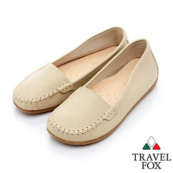 Travel Fox 都會風旅輕量休閒莫卡辛鞋-917311-(米-182)(女)EU35米色