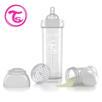 【Twistshake】瑞典 時尚彩虹奶瓶 - 星鑽白 330 ml / 奶嘴口徑1mm