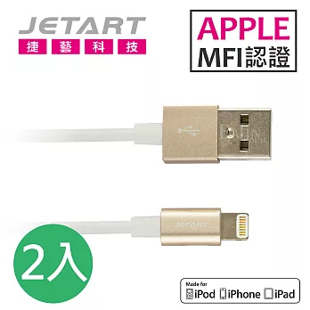 【JetArt】Apple Mfi 認證 Lightning鋁合金耐拉拔傳輸線 1.5m *2入