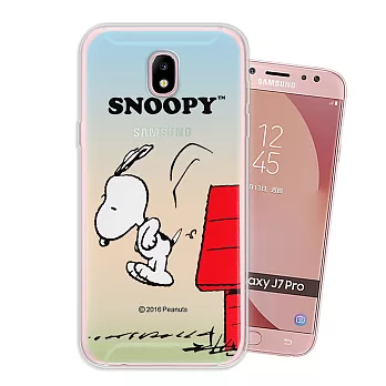 史努比/SNOOPY 正版授權 Samsung Galaxy J7 Pro 漸層彩繪軟式手機殼(跳跳)