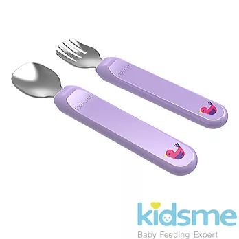 英國kidsme 嬰兒學習湯叉套裝組-紫紅