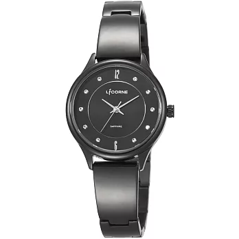【LICORNE 力抗錶】 都會女伶時尚女性腕錶 (黑 LT027LBBS)