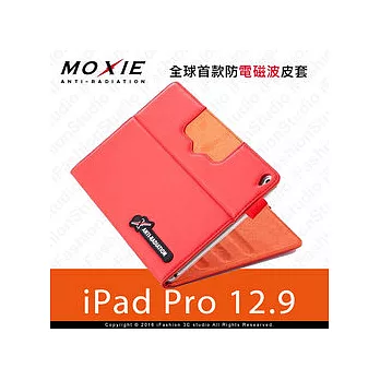 Moxie X iPAD Pro 12.9吋 SLEEVE 防電磁波可立式潑水平板保護套 / 皮紋蘋果紅