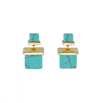 Snatch 松石派對雙面耳環 - 綠松石 / Turquoise Square Party 2 Side Earrings - Green