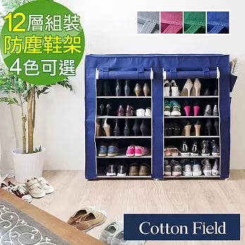 棉花田【禮頓】簡易組裝雙門12層防塵鞋架-4色可選灰色