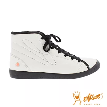 超軟牛皮高筒休閒鞋-白黑EU38白