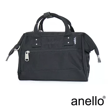 【日本正版anello】2WAY厚實絲綾斜紋手提肩背包《黑色BK》