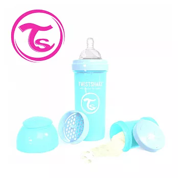 【Twistshake】時尚彩虹奶瓶 馬卡龍系列 260ml / 奶嘴口徑0.5mm (共七色)湖水藍