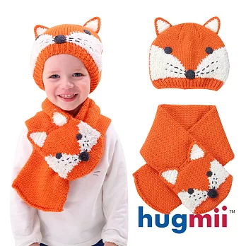 【hugmii】兒童動物造型帽及圍巾組合_橘色狐狸