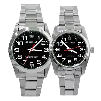 皇冠 簡約素面數字鐵帶錶- 黑面-小